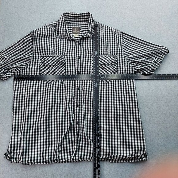 GLB Gold Label Brand Short Sleeve Black White Plaid Button Up Mens 2XL - Picture 6 of 9